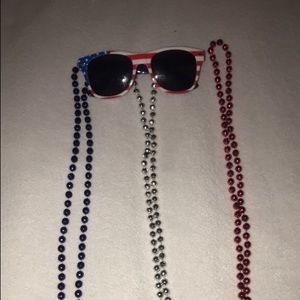 American sunglasses with beaded necklaces